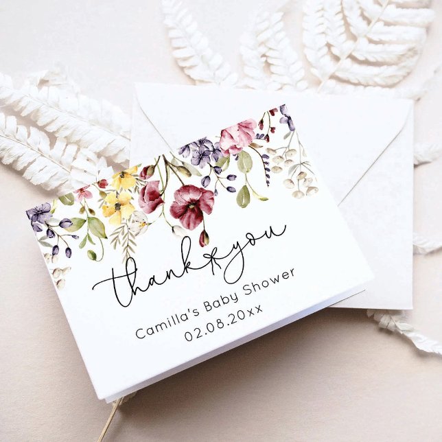Baby In Bloom Wildflowers Baby Shower Thank You Card (Creator Uploaded)