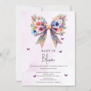 Baby in Bloom Wildflowers Bow Girl Baby Shower Invitation