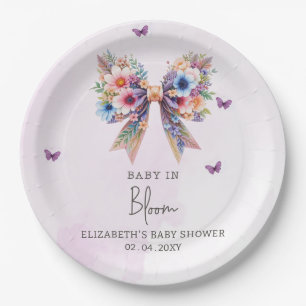 Baby in Bloom Wildflowers Bow Girl Baby Shower Paper Plate