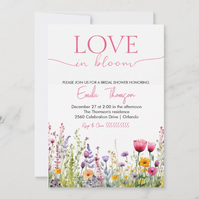  Baby in Bloom wildflowers Bridal shower Invitation (Front)
