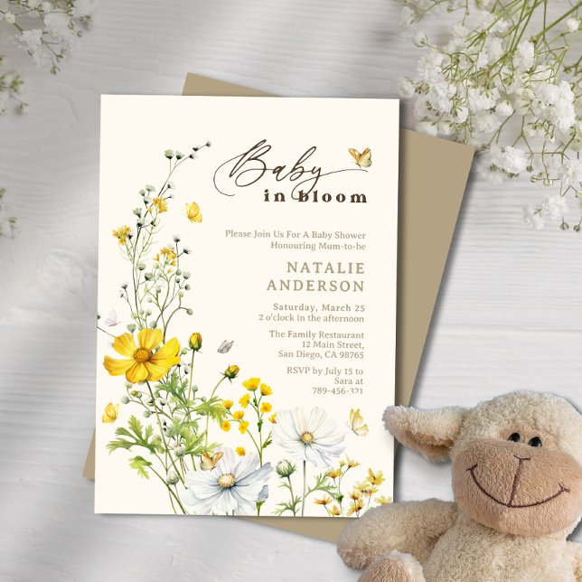 Baby in Bloom Wildflowers Butterflies Baby Shower Invitation (Baby in Bloom Wildflowers Butterflies Baby Shower Invitation)
