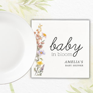 Baby In Bloom Wildflowers Elegant Baby Shower Napkin