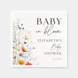 Baby In Bloom Wildflowers Floral Baby Shower Napkin