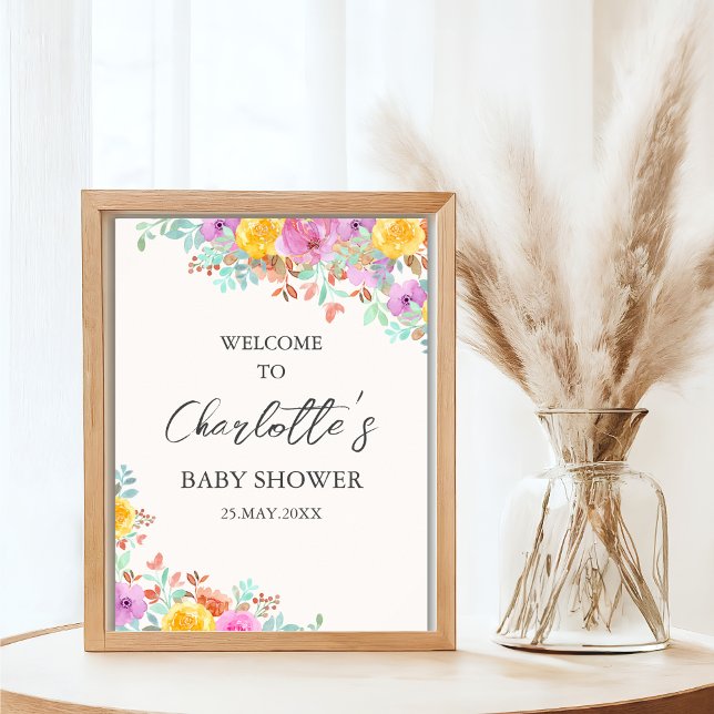 Baby in Bloom Wildflowers Floral Baby Shower Poster (Creator Uploaded)