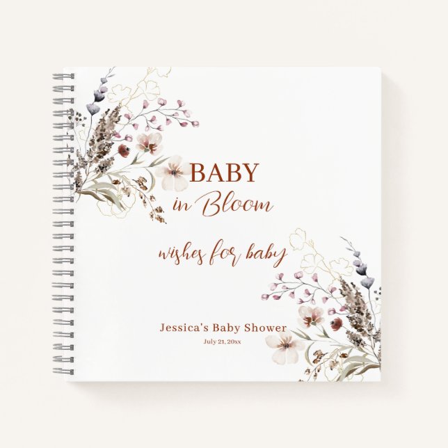 Baby in Bloom Wishes for Baby Spiral Notebook (Front)
