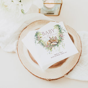Baby in Bloom Woodland Floral Baby Girl Shower Napkin