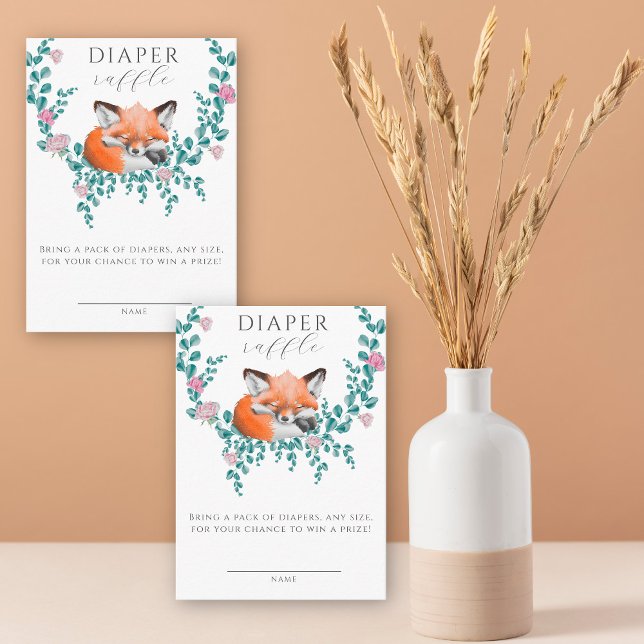 Baby in Bloom Woodland Fox Diaper raffle Enclosure Card (Creator Uploaded)