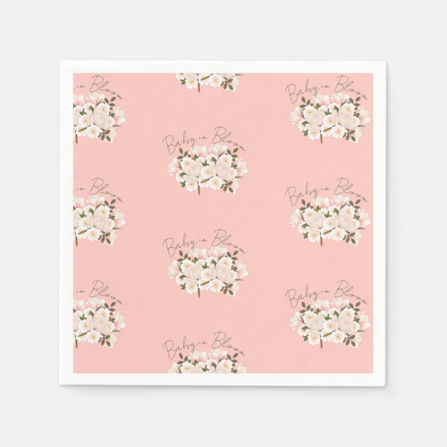 Baby in Bloom Wrapping Paper for Baby Shower Napkin (Front)
