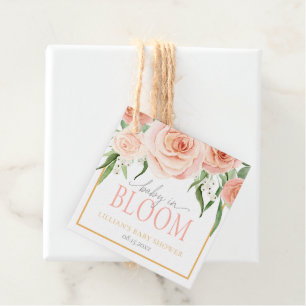 Baby In Boom Pink Floral Garden Girl Baby Shower  Favour Tags