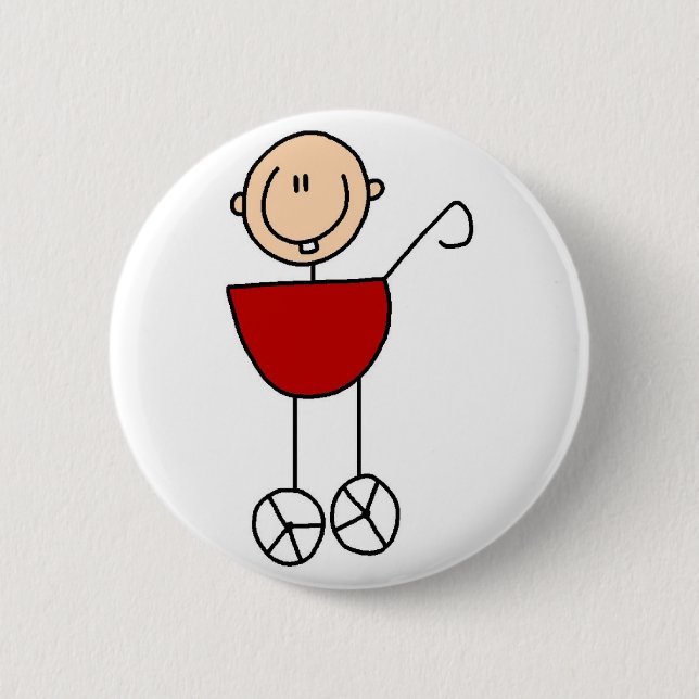 Baby In Carriage Stick Figure Button (Front)