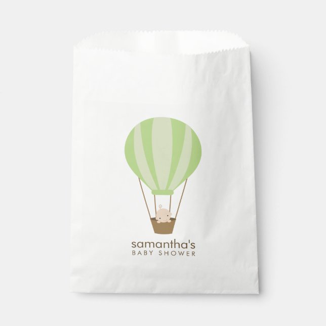 Baby in Green Balloon Baby Shower Favour Bag (Front)