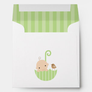 Baby in Green Umbrella Envelope