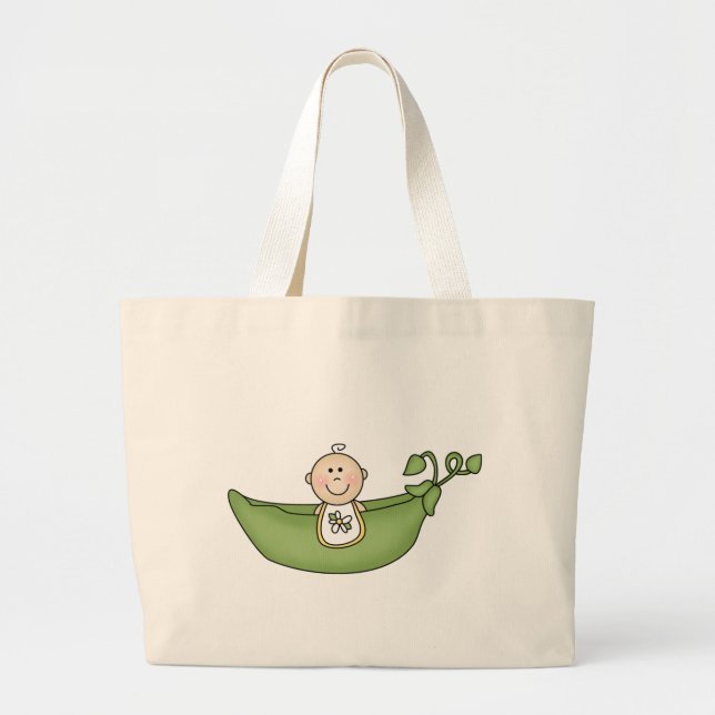 Baby in Pea Pod Large Tote Bag (Front)