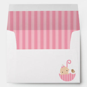 Baby in Pink Umbrella Girl Baby Shower Envelopes