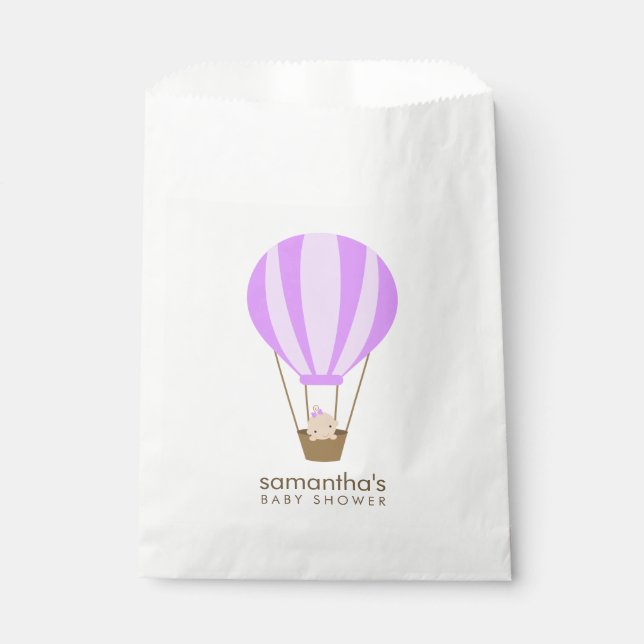 Baby in Purple Balloon Baby Shower Favour Bag (Front)