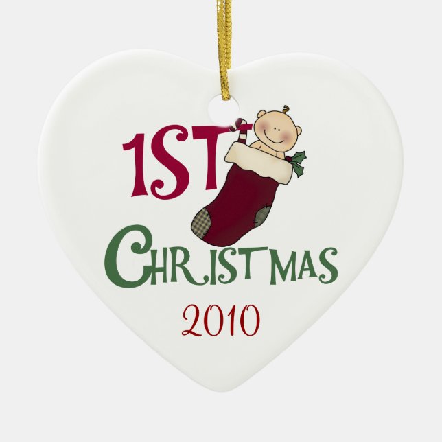 Baby in Stocking 1st Christmas Ornament (Front)