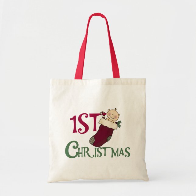 Baby in Stocking 1st Christmas Tote Bag (Front)