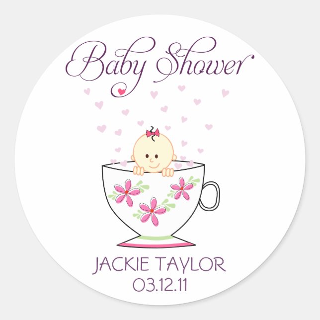 Baby in Tea Cup Stickers / Toppers (Front)