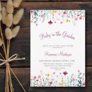 Baby in the Garden Floral Boho Classy Baby Shower Invitation