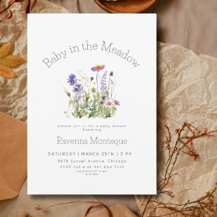 Baby in the Meadow Wildflower Floral Baby Shower Invitation