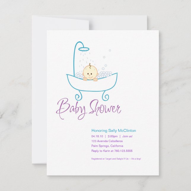 Baby In Tub Baby Shower Invitations (Front)