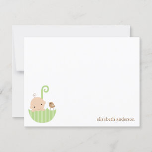 Baby in Umbrella Custom Flat Thank You Cards