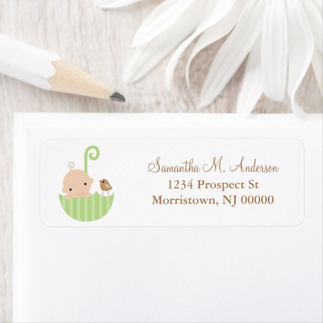 Baby in Umbrella Return Address Labels (Insitu)
