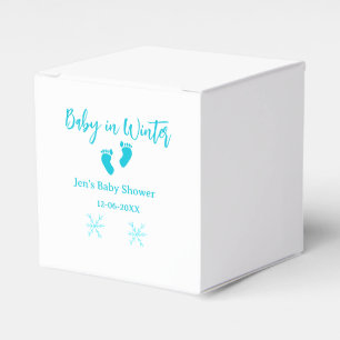 Baby in Winter baby shower blue baby feet snowflak Favour Box