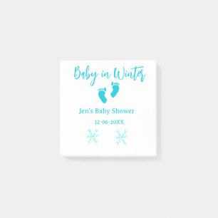 Baby in Winter baby shower blue baby feet snowflak Post-it Notes