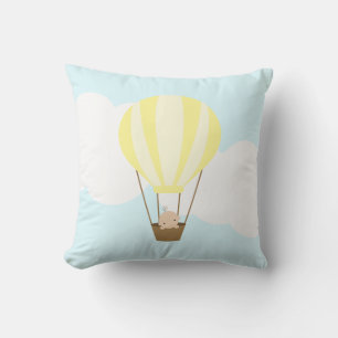 Baby in Yellow Hot Air Balloon Nursery Cushion
