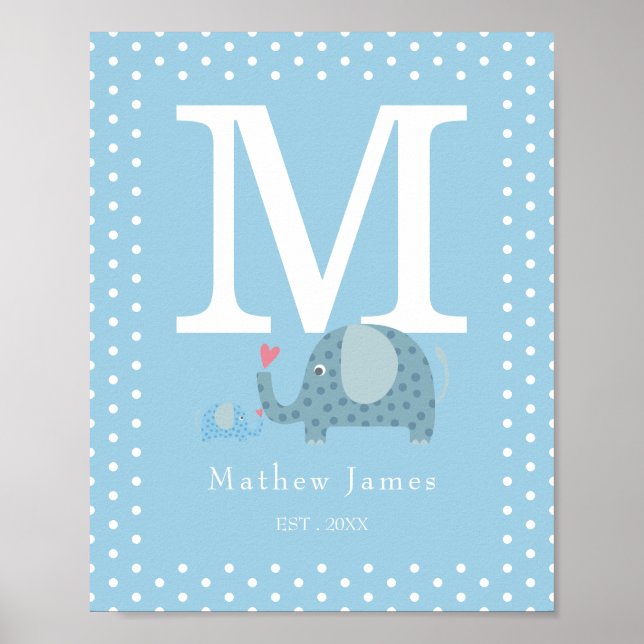 Baby Initial Monogram Nursery Poster (Front)