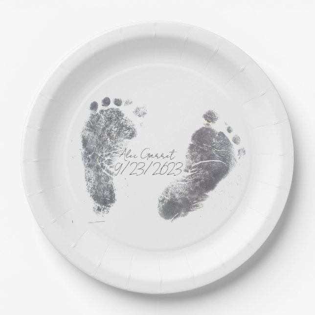 Baby Ink Foot prints Paper Plate (Front)