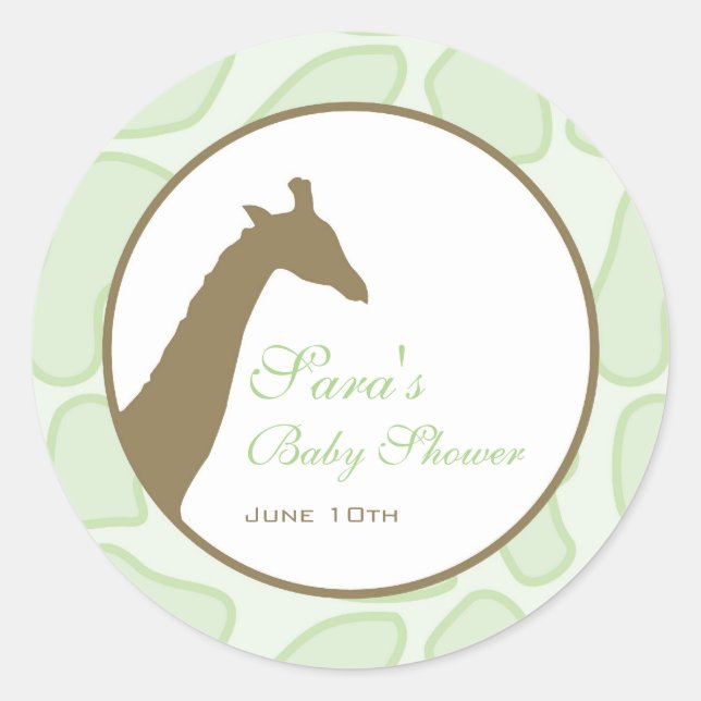 Baby Invitation or Favour Sticker - Green (Front)