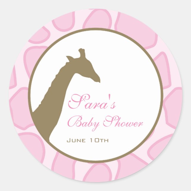 Baby Invitation or Favour Sticker - Pink (Front)