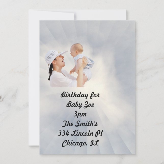 Baby Invite with Sky Blue Background (Front)