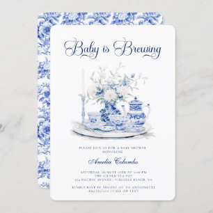 Baby is Bewing Chinnosserie Baby Shower Tea Party  Invitation