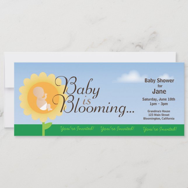 Baby Is Blooming Baby Shower Invitation (Front)