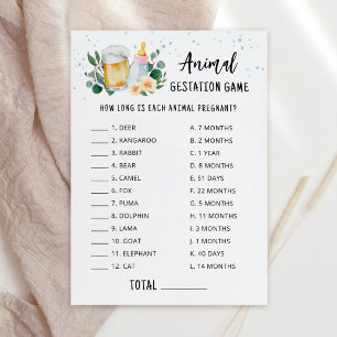 Baby Is Brewing Animal Gestation with Answers Game Invitation