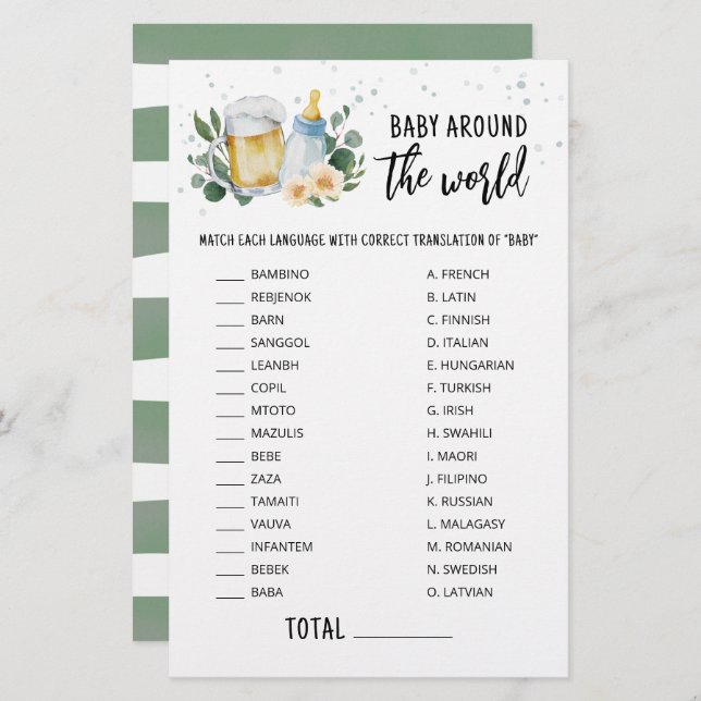 Baby Is Brewing Baby Around The World Game (Front/Back)