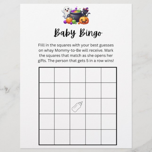 Baby is Brewing Baby Bingo Game Flyer (Front)