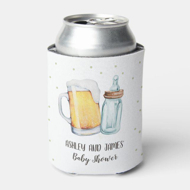 Baby is Brewing Baby Shower Cheers Beer Bottle Can Cooler (Can Front)