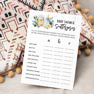 Baby Is Brewing Baby Shower Scattergories Card