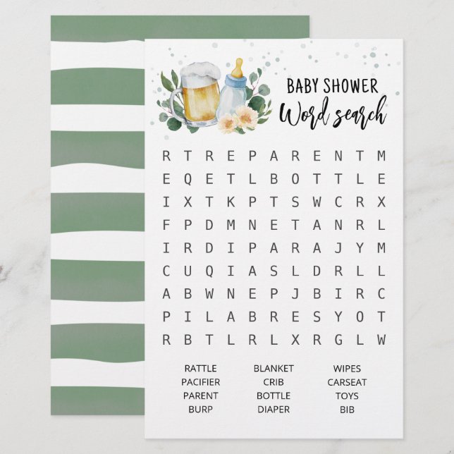 Baby Is Brewing Baby Shower Word search Game (Front/Back)