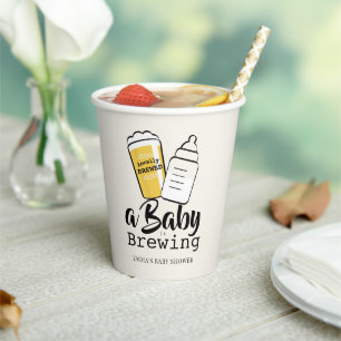 Baby is Brewing Beer Baby Bottle Beige Baby Shower Paper Cups