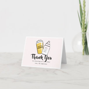 Baby is Brewing Beer Baby Bottle Pink Baby Shower Thank You Card