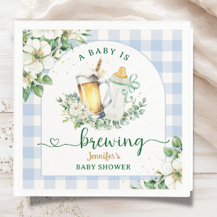 Baby Is Brewing Beer Baby Shower Boy Blue Paper Napkin