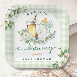 Baby Is Brewing Beer Baby Shower  Paper Plate