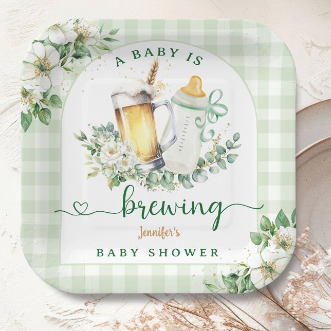 Baby Is Brewing Beer Baby Shower  Paper Plate (Creator Uploaded)