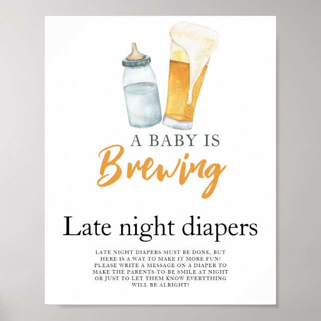 Baby is brewing beer Late night diapers game  Poster (Front)