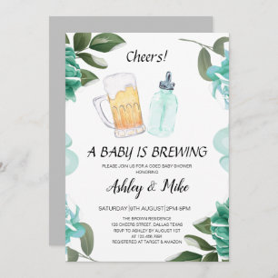 Baby Is Brewing Beers & Cheers Coed Baby Shower  Invitation